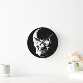 黒く及び白いスカル ラウンド壁時計 (ホーム)