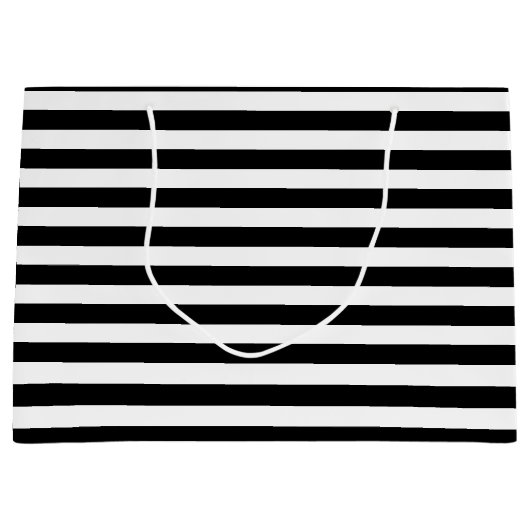 黒く及び白いストライプの ラージペーパーバッグ (正面)