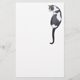 黒く及び白いタキシード猫の文房具 便箋