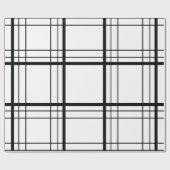 黒く及び白いタータンチェック ラッピングペーパー (フラット)