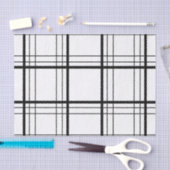 黒く及び白いタータンチェック 薄葉紙 (クラフト)