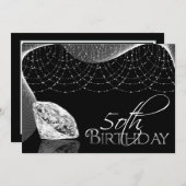 黒く及び白いダイヤモンドの第50誕生日の招待状 招待状 (正面/裏面)