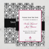 黒く及び白いダマスク織の保存日付 セーブザデート (正面/裏面)