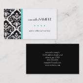 黒く及び白いダマスク織の青 名刺 (正面/裏面)