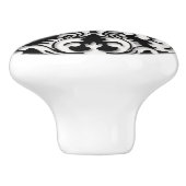 黒く及び白いダマスク織パターン セラミックノブ (側面)