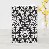 黒く及び白いダマスク織 カード (黄色い花)