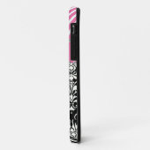 黒く及び白いダマスク織/ピンクの柄のラインストーンの箱 Case-Mate iPhoneケース (裏面/左)