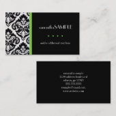 黒く及び白いダマスク織、ライム 名刺 (正面/裏面)