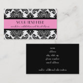 黒く及び白いダマスク織 名刺 (正面/裏面)