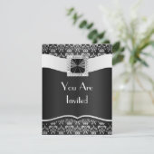 黒く及び白いダマスク織 招待状 (スタンド正面)