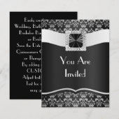黒く及び白いダマスク織 招待状 (正面/裏面)