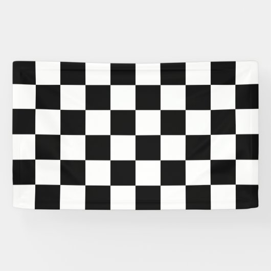 黒く及び白いチェック模様のパターン 横断幕 (横)