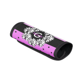 黒く及び白いデイジーの水玉模様のモノグラムの覆い ラゲッジ ハンドルラップ