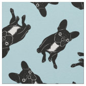 黒く及び白いデジタル芸術のかわいいbrindle Frenchie ファブリック (クローズアップ)