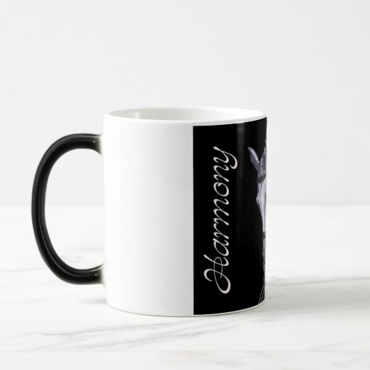 黒く及び白いデュオの馬場馬術の馬のマグのジョッキ モーフィングマグカップ (左)