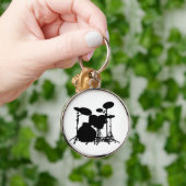 黒く及び白いドラムキットのシルエット-ドラマーのための… キーホルダー (手)