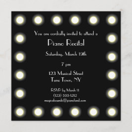 黒く及び白いハリウッドのユニセックスなピアノ演奏会 招待状