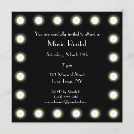 黒く及び白いハリウッドユニセックスな音楽演奏会 招待状