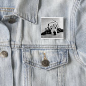 黒く及び白いバセットハウンドボタン 缶バッジ (インサイチュ)