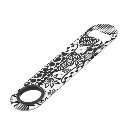 黒く及び白いパターンパッチワーク03 スピード栓抜き (正面アングル)