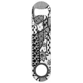 黒く及び白いパターンパッチワーク03 スピード栓抜き (正面)