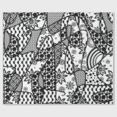 黒く及び白いパターンパッチワーク03 ラッピングペーパー (フラット)