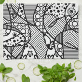 黒く及び白いパターンパッチワーク04 キッチンタオル (折り畳み)