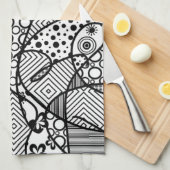 黒く及び白いパターンパッチワーク04 キッチンタオル (四つ折り)