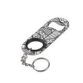 黒く及び白いパターンパッチワーク04 キーホルダー栓抜き (裏面アングル)