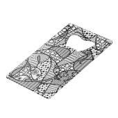 黒く及び白いパターンパッチワーク04 クレジットカード栓抜き (裏面アングル)