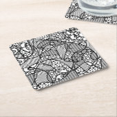 黒く及び白いパターンパッチワーク04 スクエアペーパーコースター (アングル)