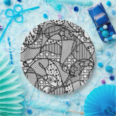 黒く及び白いパターンパッチワーク04 ペーパープレート (パーティー)