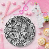 黒く及び白いパターンパッチワーク04 ペーパープレート (パーティー)