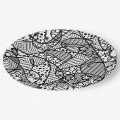 黒く及び白いパターンパッチワーク04 ペーパープレート (アングル)