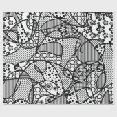 黒く及び白いパターンパッチワーク04 ラッピングペーパー (フラット)