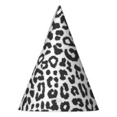 黒く及び白いヒョウのプリントのアニマル・スキンパターン パーティーハット (左)