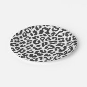 黒く及び白いヒョウのプリントのアニマル・スキンパターン ペーパープレート (アングル)