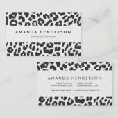 黒く及び白いヒョウのプリントのアニマル・スキンパターン 名刺 (正面/裏面)