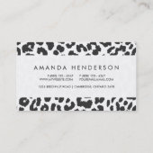 黒く及び白いヒョウのプリントのアニマル・スキンパターン 名刺 (裏面)