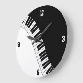 黒く及び白いピアノは柱時計を調整します ラージ壁時計 (傾斜)