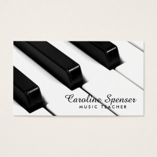 黒く及び白いピアノは音楽の先生カードを調整します 名刺