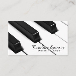 黒く及び白いピアノは音楽の先生カードを調整します 名刺