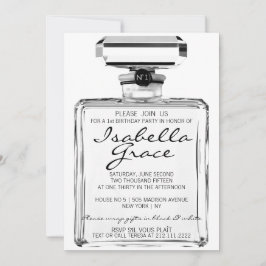 黒く及び白いファッションのテーマの第1誕生会 招待状