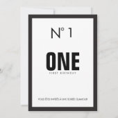 黒く及び白いファッションのテーマの第1誕生会 招待状 (裏面)