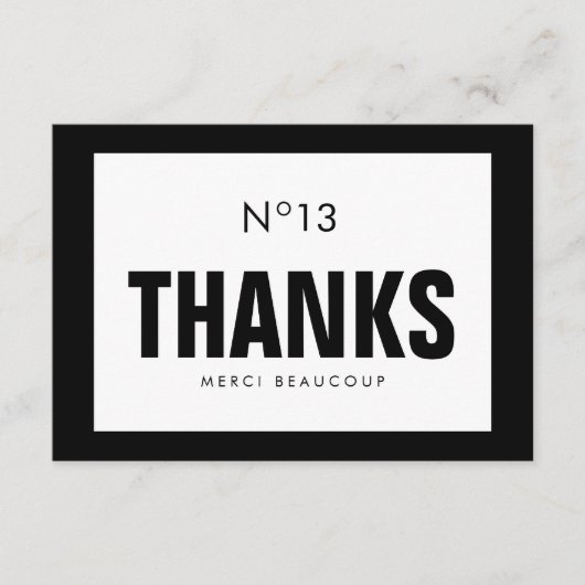 黒く及び白いファッションはメッセージカード感謝していしています サンキューカード (正面)