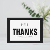 黒く及び白いファッションはメッセージカード感謝していしています サンキューカード (スタンド正面)