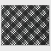 黒く及び白いフランネルの格子縞パターンクリスマス ラッピングペーパー (フラット)