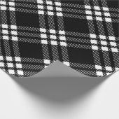 黒く及び白いフランネルの格子縞パターンクリスマス ラッピングペーパー (角)