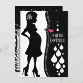 黒く及び白いベビーシャワーの招待 招待状 (正面/裏面)