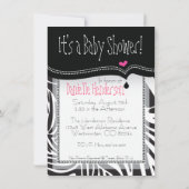 黒く及び白いベビーシャワーの招待 招待状 (裏面)